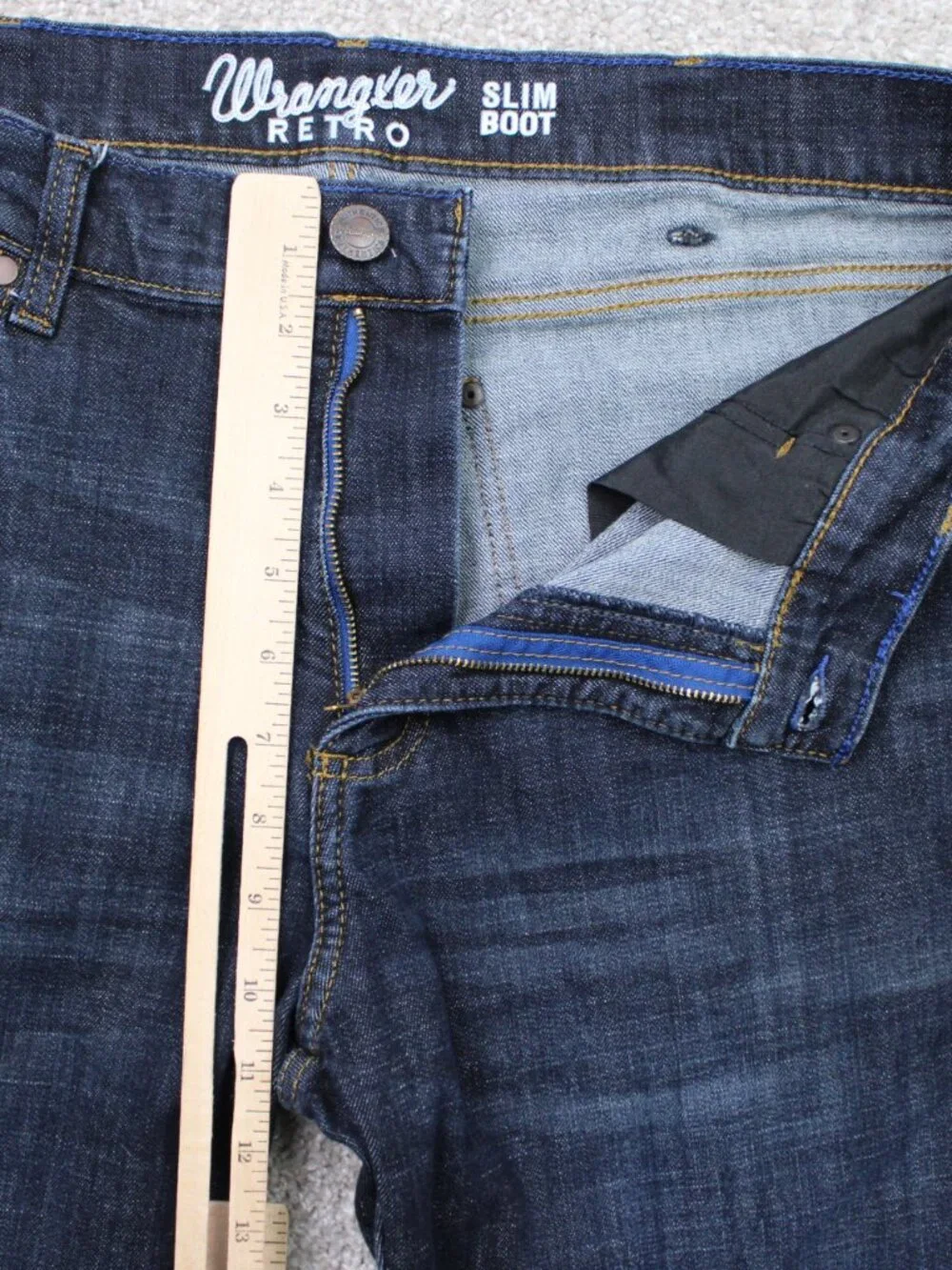 Wrangler Retro Jeans Mens 36x30 Blue Slim Boot Western Boot Cut 5-Pocket Denim